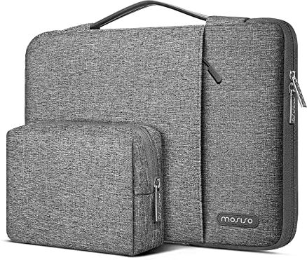 MOSISO 360 Protettivo Laptop Sleeve Compatibile con MacBook Air/PRO 13, 13-13,3 Pollici Notebook, PRO 14 M3 M2 M1 Chip PRO Max 2023-2021, Verticale Borsa con Piccola Custodia&Cintura, Grigio