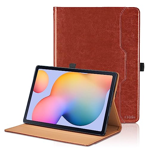 Oduio Custodia per Samsung Galaxy Tab S6 Lite 10.4'' SM-P610/P615 2020 e SM-P613/P619 2022 pollici Pelle Tablet Case, Multi-Angli Supporto Pieghevole Cover Protettiva con Tasca, Auto Sveglia/Sonno Marrone