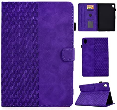 Rosbtib Custodia per Lenovo Tab M10 HD 2ND Gen TB-X306F TB-X306X, Pelle PU Cover [Funzione di Supporto] [Slot per Scheda] Cover Lenovo Tab M10 (2a Generazione) 10.1" 2020 Viola Quadrato