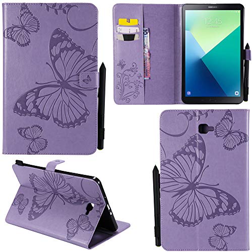 Ooboom ® Samsung Galaxy Tab E 9.6 Custodia 3D Farfalla Modello Flip in Pelle PU Cuoio Premio Copertura Case Cover Wallet Kickstand Supporto con ID Credito Carta Titolare Chiusura Magnetica Lavanda