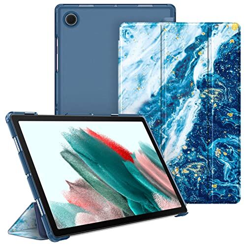 FINTIE Custodia per Samsung Galaxy Tab A8 10.5'' 2021 SM-X200/X205/X207 Sottile Leggero Semi-Trasparente Back Cover Protettiva Case con Auto Sveglia/Sonno, Oceano Blu
