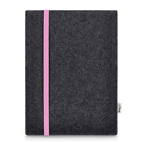 stilbag Custodia  per Samsung Galaxy Tab S5e   Custodia in feltro di lana merino   Modello LEON in antracite/rosa   Custodia protettiva per tablet Made in Germany