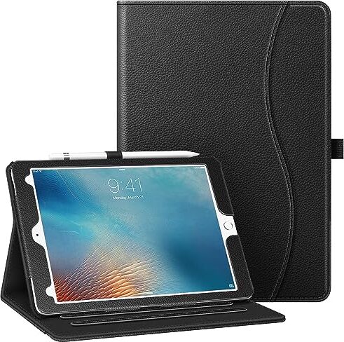 FINTIE Custodia per iPad Pro 9.7 Pollici 2016 Release con Pencil Holder [Multi-angli] Slim Fit Folio Pieghevole Cover Protettiva Case con Tasca Auto Sveglia/Sonno Funzione, Nero