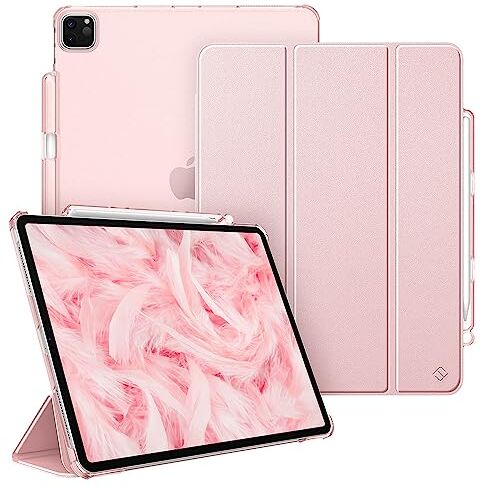 FINTIE Custodia per iPad Pro 12.9" (6ª Generazione 2022), [Built-in Pencil Holder] Sottile Semi-Trasparente Cover Case con Auto Sveglia/Sonno per iPad Pro 12.9" 2021/2020/2018, Oro Rosa