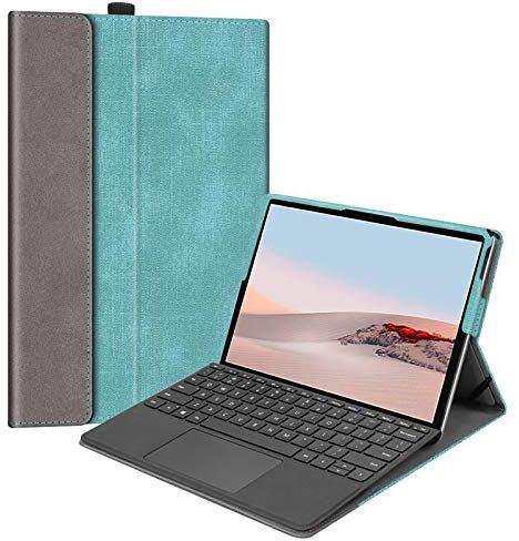 FINTIE Custodia per Microsoft Surface Go 4 (2023) / Go 3 (2021) / Go 2 (2020) / Go (2018) 10 Pollici Tablet, [Multi-angli] Cover Protettivo Case, Compatibile con Tastiera Type Cover, Denim Turquoise