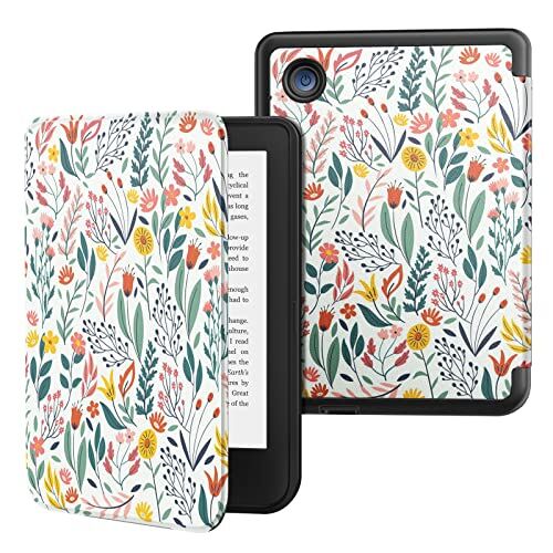 MoKo Cover per Kobo Clara 2E 6 Pollici 2022, Custodia Protettiva per Lettore Ebook in TPU Morbido Ultra Sottile Leggera con Funzione Auto Wake/Sleep, Fiori