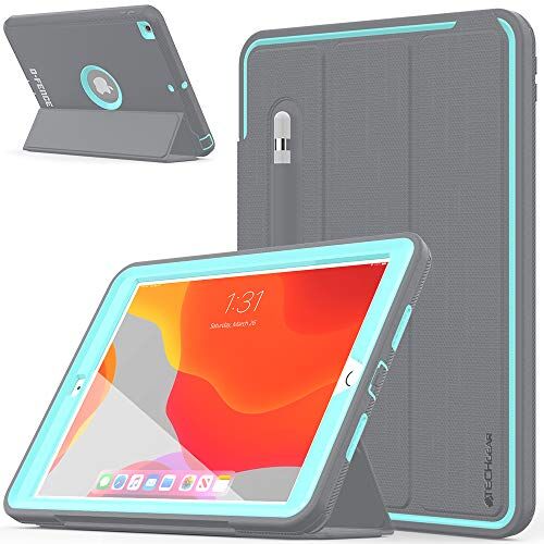 TECHGEAR D-Fence Custodia Compatibile con iPad 9/8/7 (10.2" Pollici, 2021/2020/2019) Custodia Sottile Resistente all'impatto e agli Urti Custodia Cover per i Bambini, Costruttori e Offici