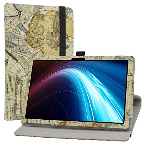 Labanem Custodia con Dragon Touch Notepad 102, PU Caso Pelle Girevole 360°Rotante Cover Case per 10.1" Dragon Touch Notepad 102 /Winnovo P20 /TECLAST P20HD Tablet Map White