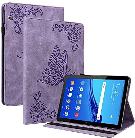 GLANDOTU Custodia per Huawei Mediapad T5 10, con portapenna, ultra sottile in pelle PU, per Huawei Mediapad T5 10,1 pollici 2018, colore: viola