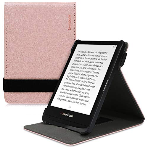 kwmobile Custodia Verticale Compatibile con Pocketbook Touch Lux 4/Lux 5/Touch HD 3/Color (2020) Cover con Fascia Mano e leggìo Case Custodia e-Reader Flip