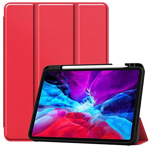 Huiran Adatto per iPad pro12.9 Pollici Guscio Protettivo iPad pro12.9 Pollici Soft Shell Silicone TPU Ripiegabile con Slot per Penna-Scarlet PRO 12.9