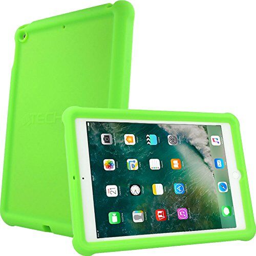 TECHGEAR Custodia Compatibile con Apple iPad 9.7 2018/2017 [6a/5a generazione] Cover Antiscivolo in Silicone Morbido e Resistente agli Urti con Pellicola, Idiale per Bambini o Ufficio [Verde]