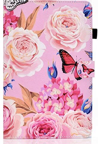 Jajaful Custodia per Lenovo Tab M10 FHD Plus (2nd Gen) TB-X606F/X606X 10.3 Pollici Tablet Multi-Modello Flip Cover in Pelle TPU con Slot Funzione Supporto Custodia Protettiva -Farfalla Rosa