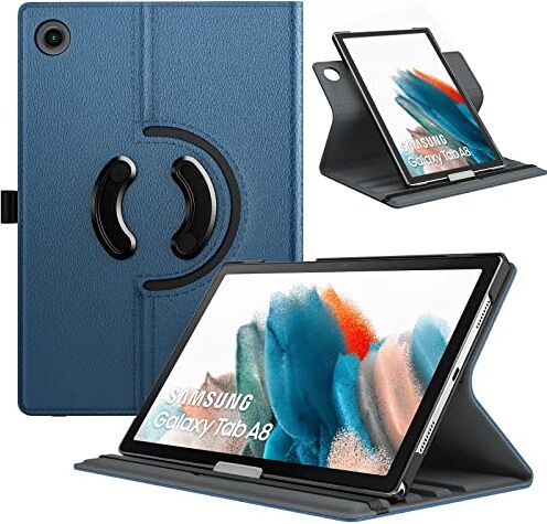 TiMOVO Custodia Protettiva Compatibile con Samsung Galaxy Tab A8 10,5" 2021 2022(SM-X200 / SM-X205), Cover a Rotazione 90 Gradi per Tablet, Funzione di Auto Sveglia e Sonno, Blu di Jeans