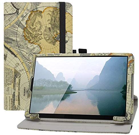 LFDZ Cover Lenovo Tab M10,Slim Girevole Smart 360 Gradi di Rotazione Case Cover Custodia Protettiva per 10.1" Lenovo Tab M10 HD (2nd Gen) TB-X306X Tablet(Not Fit Lenovo Tab M10 Plus),Map White