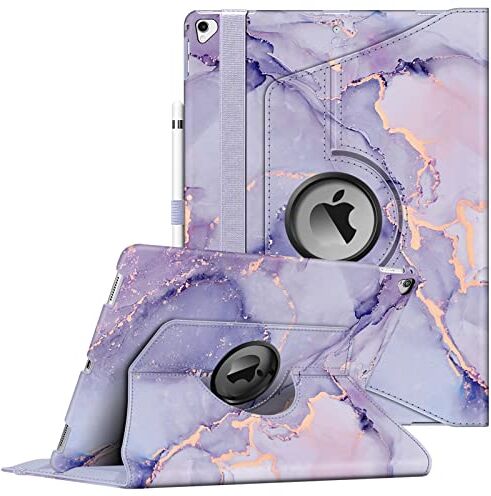 FINTIE Custodia Compatibile con iPad Pro 12.9 Pollici 2017 & 2015 Girevole 360 Gradi di Rotazione Cover Protettiva Case con Auto Sveglia/Sonno, Lilla Marble