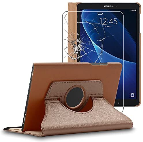 ebestStar Cover per Samsung Galaxy Tab A6 A 10.1 (2018, 2016) T580 T585, Custodia Protezione Rotazione 360, Pelle PU, Dorato + Vetro Temperato