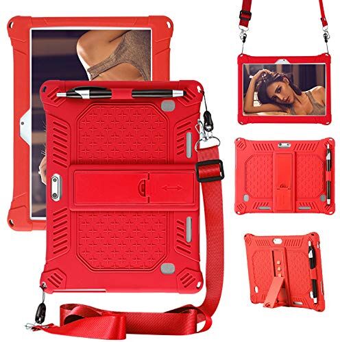 YHFZR Custodia Cover per BMAX Tablet I9 Plus 10,1 Pollici, Ultra Leggero Protettiva Cover in Silicone con Supporto per Bambini per BMAX Tablet I9 Plus 10,1 Pollici, Rosso