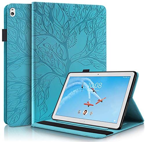 C/N DodoBuy Custodia per Lenovo Tab M10 HD 10.1" Tablet, Albero della Vita Modello Flip Smart Cover in Pelle PU Copertura Wallet Case Borsa Supporto Slot per Schede Banda Elastica Blu