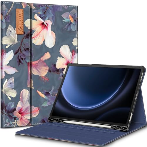 FINTIE Custodia per Samsung Galaxy Tab S9 FE 10.9 Pollici/Tab S9 11 Pollici 2023 con S Pen Holder Multi-angli Protettiva Case con Tasca Auto Sveglia/Sonno, Blooming Hibiscus