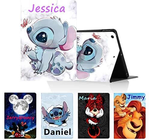 nurkorki Personalizzate Cover per iPad Air 3 10,5" 3 Generazione 2019, Personalizzabile con Testi Disegni Personalizzata Custodia Cartone Animato Stitch Flip Case in pelle PU Antiurto Cover