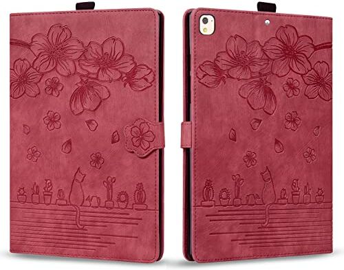 Rosbtib Custodia per iPad 9./8./7. Generation 10,2" 2021 2020 2019, PU Pelle Flip Cover con Magnetica Slot per schede Cover iPad 9/8/7/ ipad Air 2019 10.5", Rosso