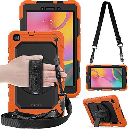 TECHGEAR Custodia Compatibile con Samsung Galaxy Tab A 8.0" 2019 (SM-T290 / SM-T295), Custodia Antiurto Resistente Supporto Integrato Girevole a 360 Gradi, Cinturino a Mano e Tracolla attaccabile