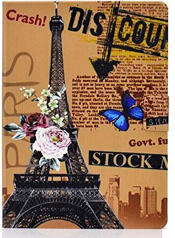 DodoBuy Custodia per Samsung Galaxy Tab A 10.1" 2019 T510/T515, in Pelle PU Flip Smart Cover Copertura Sottile Case Borsa Titolare Portafoglio Supporto Slot per Schede Chiusura Magnetica-Torre Eiffel