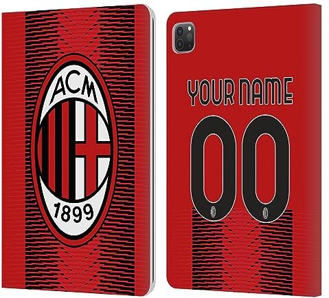 Head Case Designs Licenza Ufficiale Personalizzata Personale AC Milan Home Kit 2023/24 Custodia Cover in Pelle a Portagoglio Compatibile con Apple iPad Pro 11 2020/2021 / 2022