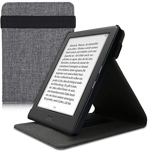 kwmobile Custodia Compatibile con Kobo Glo HD/Touch 2.0 Cover Fascia e Leggìo Verticale e-Reader Flip Case Protezione grigio