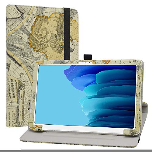 Labanem Custodia con Galaxy Tab A7 10.4, PU Caso Pelle Girevole 360°Rotante Cover Case per 10.4" Samsung Galaxy Tab A7 10.4 (2020) T500 /T505 Tablet Map White