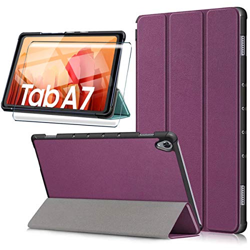 HYMY Custodia Per Tablet Samsung Galaxy Tab A7 10.4" 2020 + 1 x Pellicola Protettiva Flip Case Cover With Support Fonction Per Samsung Galaxy Tab A7 10.4" 2020 -Purple