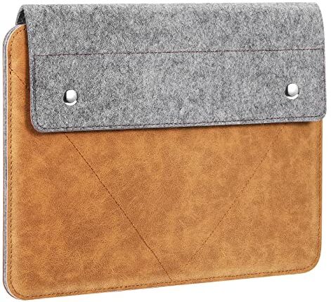 MoKo Custodia per iPad Air 5/4 10.9, Galaxy Tab S8 11", iPad 9a Gen 10.2", Surface Go 2 10.5" 2020, iPad PRO 11 2021, iPad PRO 10.5/9.7, Case in Feltro e Pelle PU, Durevole, Grigio & Marrone