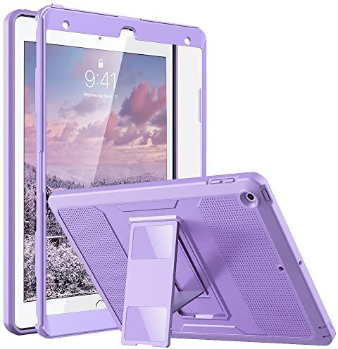 MoKo Cover per iPad 9a generazione 2021 / iPad 8a Gen 2020 / 7a Gen 2019, Custodia Full Body Coperta Protettiva Anti-urti Protezione Completa e Sporco con Pellicola Integrata per iPad 10.2, Viola