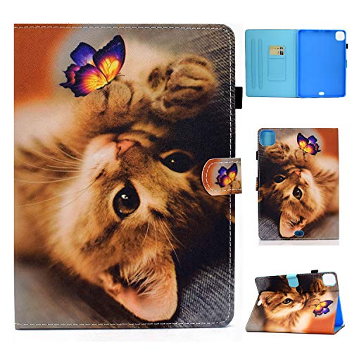 Bspring Custodia iPad PRO 11" 2020 Cover in Pelle PU Funzione Auto Dormire/Svegliati Intelligente Custodie Flip Stand Portafoglio Cover iPad PRO 11" 2020/2018,Gatto