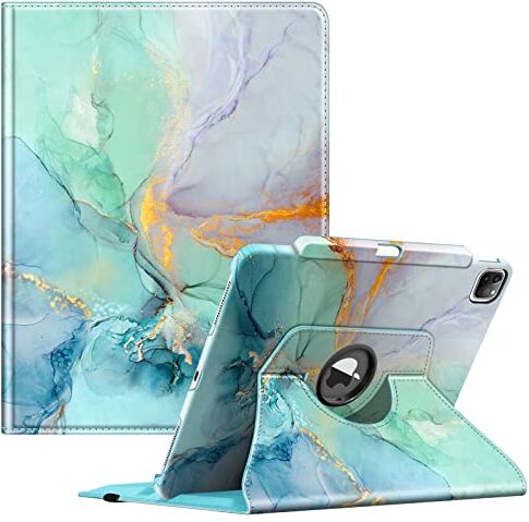 FINTIE Rotating Custodia per iPad Pro 12.9" (6ª Generazione 2022), 360 Gradi di Girevole Cover Case [Built-in Pencil Holder] con Auto Sonno/Sveglia per iPad Pro 12.9" 2021/2020/2018, Emerald