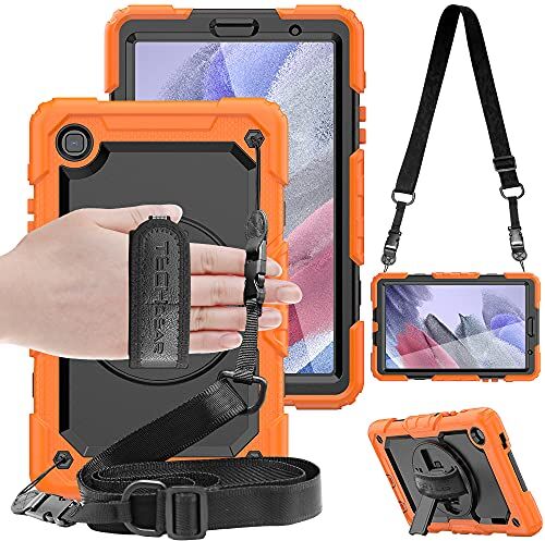 TECHGEAR Custodia Compatibile con Samsung Galaxy Tab A7 Lite 8.7" (SM-T220 / SM-T225), Cover Antiurto Resistente Supporto Integrato Girevole a 360 Gradi, Cinturino a Mano e Tracolla Attaccabile