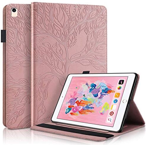 Succtop Custodia iPad 6a Generazione Cover iPad 5a Generazione Custodie Pelle PU Portafoglio Funzione Sonno/Svegliati Auto Cover per Apple iPad 2017/2018,iPad PRO 9.7"/iPad Air/Air 2 Oro Rosa