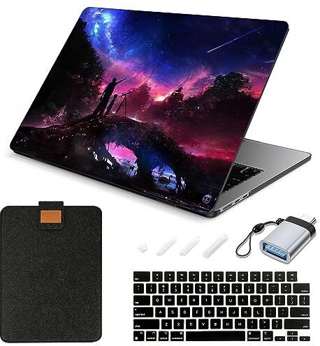 SanMuFly Compatible with MacBook Air 15 inch Case 2023 Release Model: A2941 M2 Chip, Crystal Black Plastic Hard Shell & Laptop Sleeve & Keyboard Cover For Macbook Air 15.3", Aurora 8