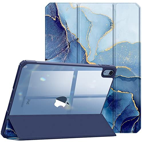 FINTIE Custodia per iPad 10ª Generazione 10.9" 2022 Sottile Leggero Trasparente Cover Posteriore con Bordo in TPU Morbido Auto Sveglia/Sonno, (Z-Ocean Marble)