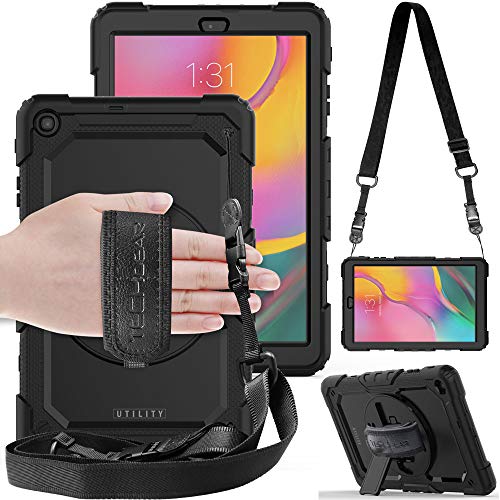 TECHGEAR Utility Custodia Compatibile con Nuovo Samsung Galaxy Tab A 10.1" 2019 (SM-T510/SM-T515) Antiurto Resistente Supporto Integrato Girevole a 360 Gradi, Cinturino a Mano e Tracolla attaccabile