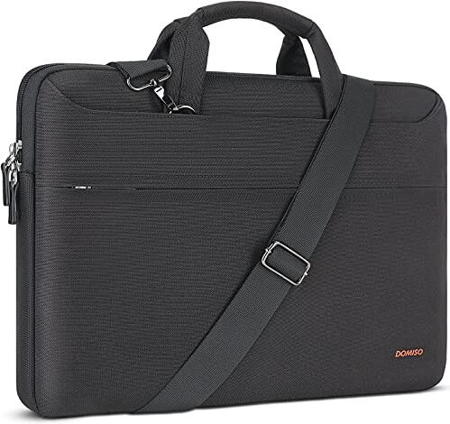 DOMISO 15.6 Pollici Borsa a Tracolla per Laptop Impermeabile Cartella Borsa Porta PC con Manico per 15.6" Lenovo Yoga Chromebook/ThinkPad T580/HP Pavilion 15/Asus ROG Zephyrus GX501,Nero