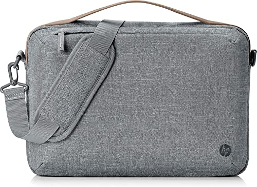 HP Renew Borsa Tracolla per Notebook Fino a 15.6”, Vano Computer Imbottito, Apertura dall’Alto, Tasche Interne, Tessuto Resistente, Maniglie Robuste, Impermeabile, Grigio