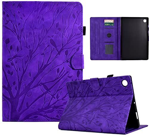 Rosbtib Custodia Compatibile con Lenovo Tab M10 3rd Gen 10.1 Pollice 2022 TB-328FU/TB-328XU, PU Pelle Flip Cover con Funzione Stand Slot per Schede Cover M10 3rd 10.1", Albero degli uccelli viola