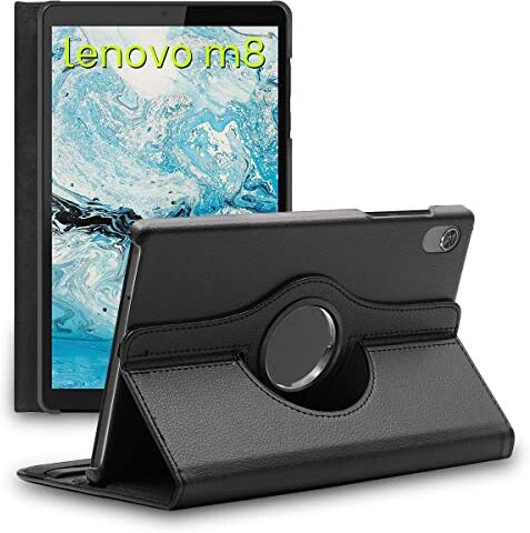 ebestStar Cover per Lenovo Tab M8 2021 (3rd gen), M8 HD 2019, Custodia Protezione Rotazione 360, Pelle PU, Nero