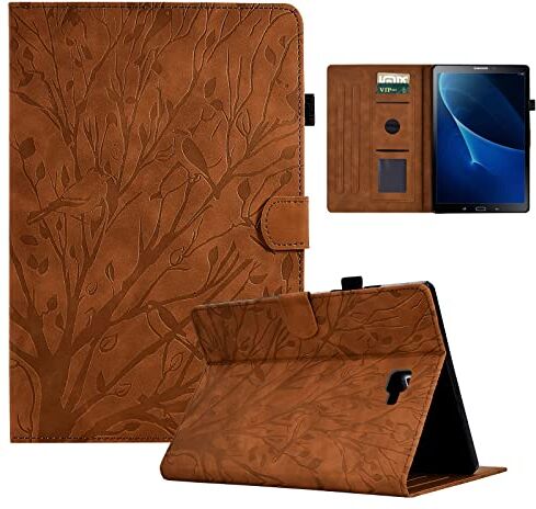 LSPCASA Cover Galaxy Tab A 2016 Per Samsung Galaxy Tab A 10.1 (2016) SM-T580/T585 Materiale In Pelle PU Ombra Dell'Albero Custodia Supporto Auto Wake/Sonno Cover Samsung Galaxy Tab A Marrone