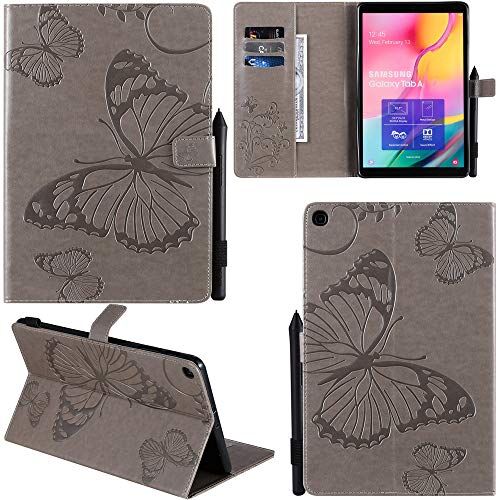 DodoBuy Samsung Galaxy Tab S5e 3D Farfalla Modello Flip in Pelle PU Cuoio Premio Copertura Case Cover Wallet Kickstand Supporto per Samsung Galaxy Tab S5e Grigio