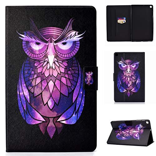 Succtop Custodia Samsung Tab A 10.1 Pollici 2019 Cover Pelle PU Flip Stand Tablet Case con Cintura Antiscivolo e Slot Schede per Samsung Galaxy Tab A 2019 10.1" SM-T510 SM-T515 Gufo Viola