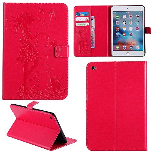 Ooboom ® iPad PRO 9.7 Custodia Rilievo Ragazza Modello Magnetica Flip in Pelle PU Cuoio Copertura Wallet Case Smart Cover Portafoglio Borsa Supporto per iPad PRO 9.7 Rosso