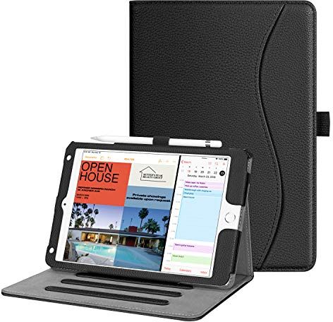 FINTIE Custodia per iPad Mini 5 2019 / iPad Mini 4 2015 [Multi-angli] Folio Pieghevole Cover Protettiva Case con Auto Svegliati/Sonno (con Tasca per Le Schede), Nero